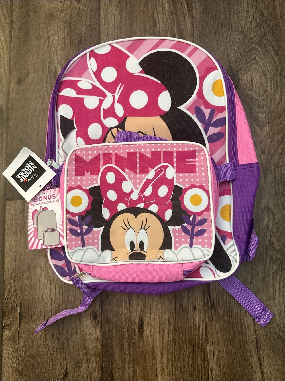 Disney Minnie Mouse School Travel Backpack Lunch Box Pink Purple
